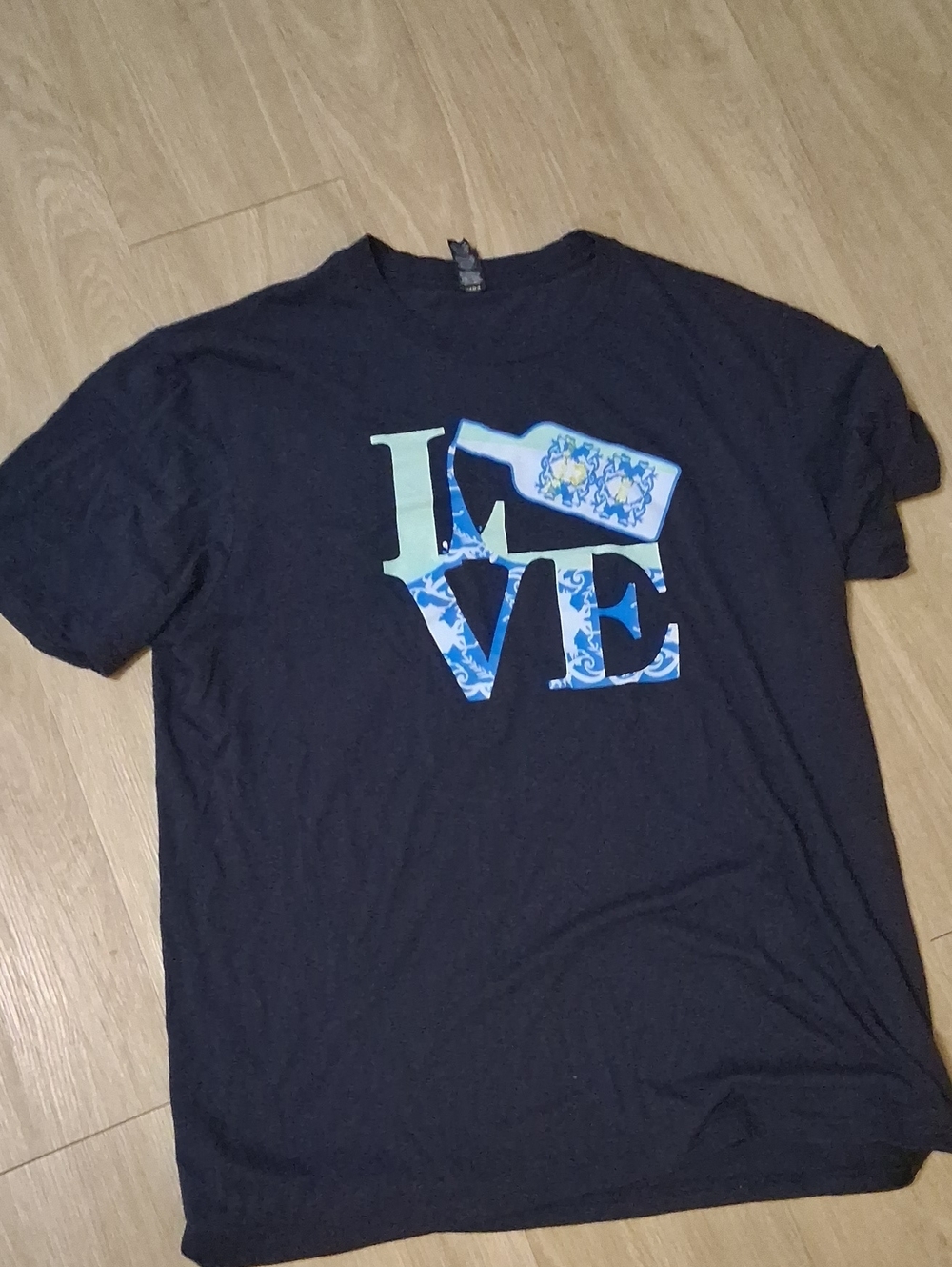 District Navy Blue Ladies 'LOVE' Graphic Tee with Aqua Accents